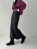 Matte Leather High Waist Long Skirt