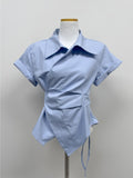 [Short sleeve ver.] Loke Wrap Shirring Shirt