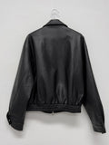 [unisex] Lereve High-Neck Over Fit Leather Blouson