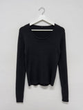 [Plan] Kissing Ribbed U-neck Knit T-shirt