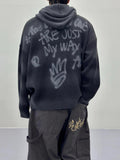 Blurry Spray Hood Knit