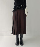 Mirror Low Pleats Long Skirt