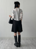 Sheer High Neck Tie Blouse
