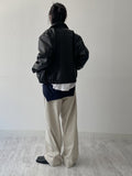 [unisex] Curl Vintage Leather Overfit Blouson