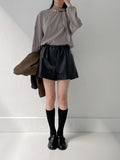 [Tie SET] Arc Raglan Round Blouse