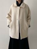 [wool70%/3oz quilting] Boucle Reglan Belted Half Coat