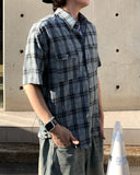 Pigment Dyeing Check Short Sleeve Shirt