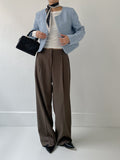 Olsen Rip Pocket One-Tuck Wide Slacks