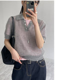 Mohair collar half knit