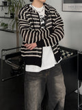 Punching Stripe Hooded Knit Zip-Up