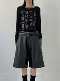 [unisex] Leather Carpenter Bermuda Wide Pants