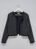 Fence color matching tweed crop cardigan