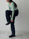 Ribbed Stripe V-Neck Tee