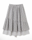 CHECK SHIRRING LAYERED SKIRT