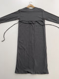 Flat Ribbed Deep-Slit Wrap One Piece