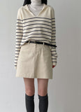Bring corduroy A-line mini skirt