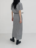 Belly Pin Tuck H-line Long Skirt