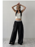 [2way!] Color matching track wide pants
