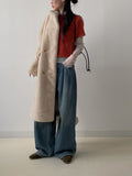 High Neck Double Long Fur Coat