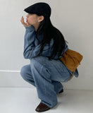 [unisex] Edge Pin Tuck Overfit Denim Shirt Jacket