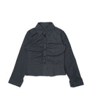SHIRRING COTTON CHECK SHIRT