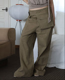 Work belted cotton pants