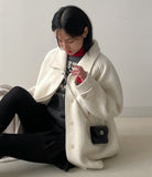 [wool100%] Raglan Boucle Collar Half Coat