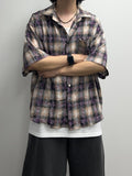 Mix Dirty Check Half Shirt