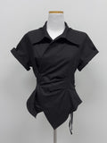 [Short sleeve ver.] Loke Wrap Shirring Shirt