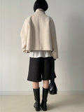 Hairy High Neck Double Short Coat