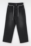 Track two-line denim pants