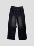 Snake flap button denim pants