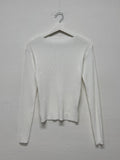 Boat neck pleated long sleeve T-shirt