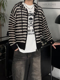 Punching Stripe Hooded Knit Zip-Up