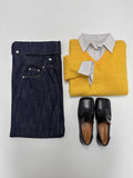554 Roll-up selvage wide denim pants