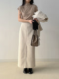 Shear Wool H-line Long Skirt
