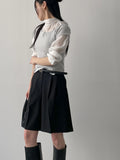 Sheer High Neck Tie Blouse