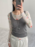 Flower See-through Layered T-shirt