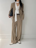 Taize Button Two-Tuck Wide Slacks