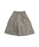 Washed Diagonal Cargo Bermuda Banding Pants
