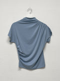 Shirring Cap Mock Neck T-Shirt