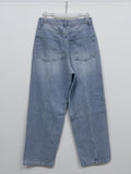 [unisex] Back pin tuck gradient wide denim