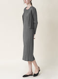 [Premium] Issey Pleats Sleeveless & Cardigan Set-up