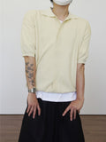 Basic collar knit short sleeve cardigan
