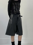 [unisex] Leather Carpenter Bermuda Wide Pants