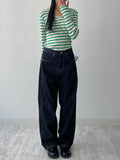 Ribbed Stripe V-Neck Tee
