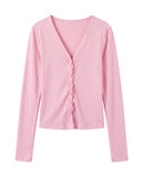 TWIST BUTTON V-NECK CARDIGAN