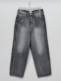 [unisex] Back pin tuck gradient wide denim