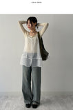 One Button See-through Layered Bustier