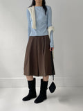 Ribbed Slit Boat Neck T-Shirt